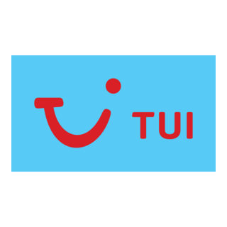 TUI logo red on blue