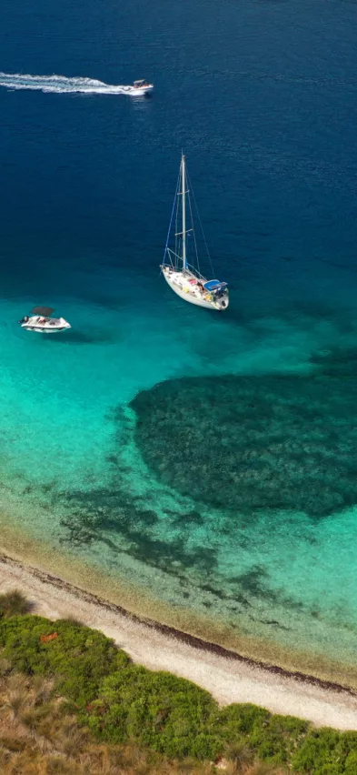 Agios Ioannis beach aerial2 Meganisi Greece