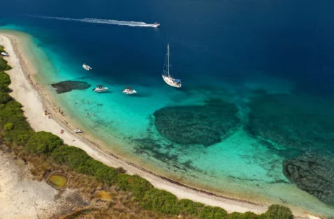 Agios Ioannis beach aerial2 Meganisi Greece