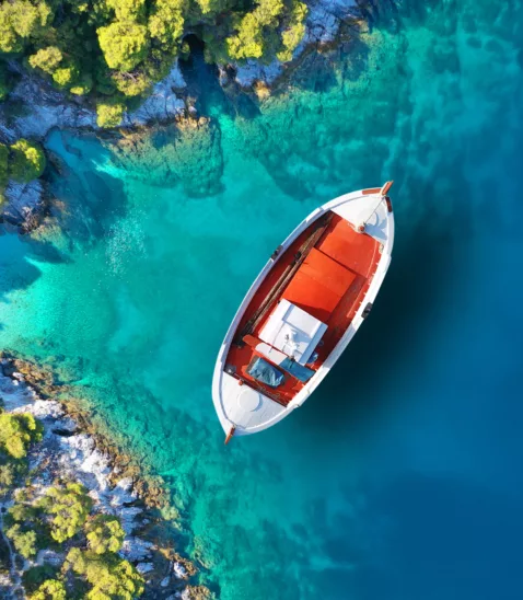 Boat aerial Skopelos Greece