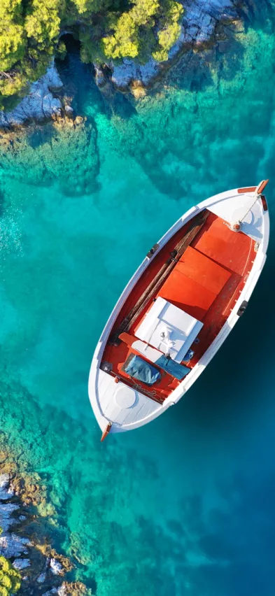 Boat aerial Skopelos Greece
