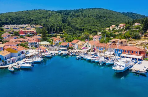 Fiskardo harbour Kefalonia Greece web