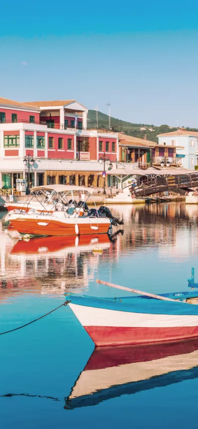 Lefkada town canal Lefkada Greece web