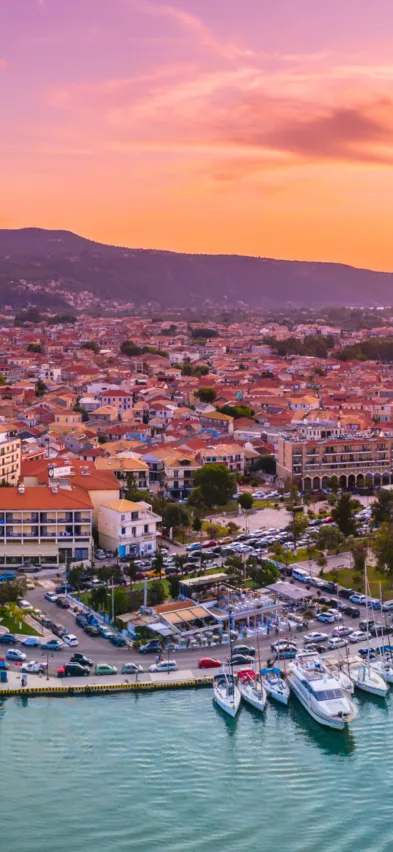 Lefkada town sunset Lefkada Greece web