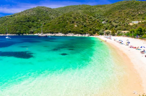 Mikros Gialos beach Lefkada Greece web crop