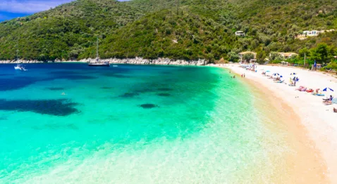 Mikros Gialos beach Lefkada Greece web crop