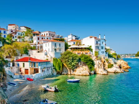 Skiathos town rocks Skiathos Greece web