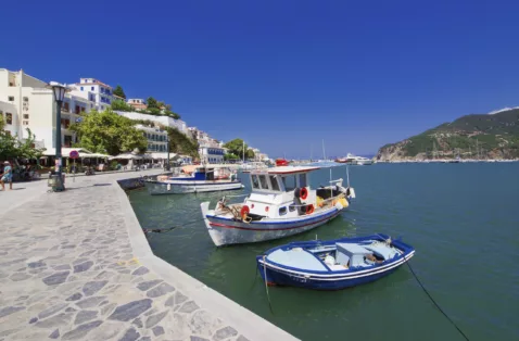 Skopelos Town harbour Skopelos Greece web