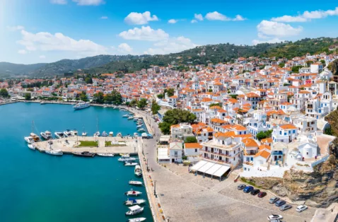 Skopelos Town side view Skopelos Greece web