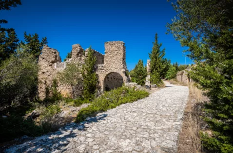 Venetian ruins Assos castle Kefalonia Greece web