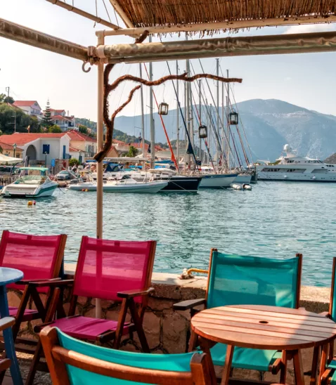 Waterfront taverna Vathy Ithaka Greece web